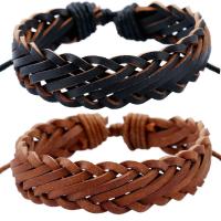 Cowhide Bracelets, with 9-10cm extender chain, Round, Adjustable & fashion jewelry & for man cm 