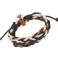 Cowhide Bracelets, Cotton Fabric, with Cowhide, with 9-10cm extender chain, handmade, Adjustable & fashion jewelry & Unisex, mixed colors Approx 16-17 cm 