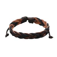 PU Leather Cord Bracelets, with 8-9cm extender chain, handmade, Adjustable & fashion jewelry & Unisex, black and brown cm 