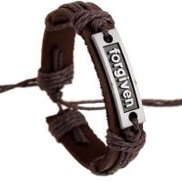 Full Grain Cowhide Leather Bracelet, with Zinc Alloy, with 9-10cm extender chain, plated, Adjustable & fashion jewelry 12mm cm 