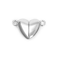 Round Stainless Steel Magnetic Clasp, 316 Stainless Steel, with Magnet, Heart, DIY, silver color 