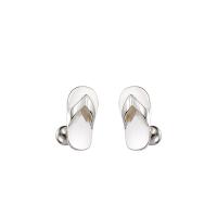 Sterling Silver Stud Earring, argent sterling 925, Pantoufle, Placage de couleur argentée, pour femme Vendu par paire