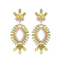 Zinc Alloy Rhinestone Drop Earring, Geometrical Pattern, gold color plated, for woman & with rhinestone & hollow 