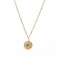 Stainless Steel Jewelry Necklace, 304 Stainless Steel, Vacuum Ion Plating, Unisex & with rhinestone, gold Approx 18.1 Inch 