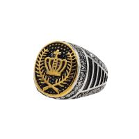 Нержавеющая сталь Rhinestone палец кольцо, Нержавеющая сталь 304, вакуумное ионное покрытие, разный размер для выбора & Мужский & со стразами, размер:7-12, продается PC
