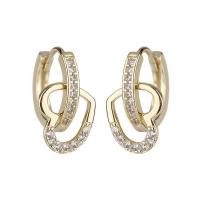 Brass Lever Back Earring, gold color plated, micro pave cubic zirconia & for woman 