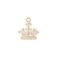 Brass Pendant, Crown, gold color plated, micro pave cubic zirconia & for woman 