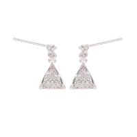 Brass Stud Earring, platinum color plated, micro pave cubic zirconia & for woman 