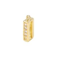 Cubic Zirconia Micro Pave Brass Pendant, Rectangle, gold color plated, micro pave cubic zirconia & for woman 