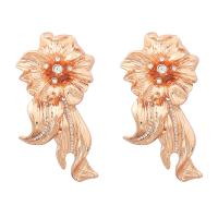 Zinc Alloy Rhinestone Drop Earring, with acrylic rhinestone, Flower, gold color plated, fashion jewelry & for woman, golden 