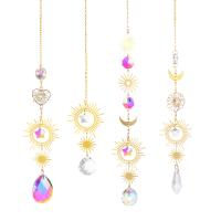 Hanging Ornaments, Crystal, with Iron, gold color plated & faceted & hollow [