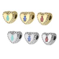 Stainless Steel Large Hole Beads, 316 Stainless Steel, with Opal, Heart, Vacuum Ion Plating, DIY & enamel & with rhinestone Approx 4mm 