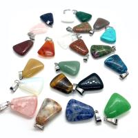 Gemstone Brass Pendants, with Brass, Trapezium, silver color plated, DIY 