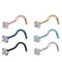 Stainless Steel Nose Piercing Jewelry, Titanium Steel, with Cubic Zirconia, Vacuum Plating, fashion jewelry & for woman 