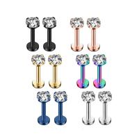 Titanium Steel Earrings, with Cubic Zirconia, Vacuum Plating, fashion jewelry & for woman 