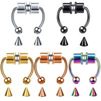Stainless Steel Nose Piercing Jewelry, 316L Stainless Steel, with Magnet, Vacuum Plating, fashion jewelry 10mm,3mm 
