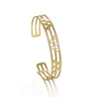 Titanium Steel Cuff Bangle, gold color plated, Adjustable & for woman & hollow 