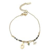 Titanium Steel Bracelet, with Seedbead, gold color plated, for woman, 195mm 