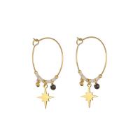 Titanium Steel Drop Earring, with Seedbead, gold color plated, for woman, 44mm 