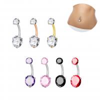 Stainless Steel Belly Ring, 316L Stainless Steel, Vacuum Ion Plating, Unisex & micro pave cubic zirconia 10mm, 8mm, 5mm 