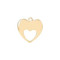 Brass Heart Pendants, gold color plated, hollow 