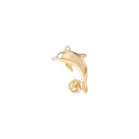 Латунные Подвески в форме животного, Латунь, Дельфин, плакирован золотом, DIY продается PC