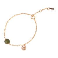 Sterling Silver Bracelets, 925 Sterling Silver, with Hetian Jade, gold color plated, for woman Approx 5.9 Inch 