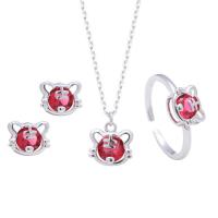 Fashion Sterling Silver Jewelry Sets, 925 Sterling Silver, plated & for woman & with rhinestone 
