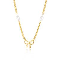 304 Stainless Steel Necklace, with Freshwater Pearl, with 2.36inch extender chain, Vacuum Ion Plating, fashion jewelry & for woman 13mm Approx 16.14 Inch 