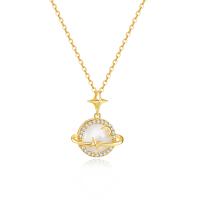 Cubic Zircon Micro Pave Brass Necklace, with 304 Stainless Steel Chain, with 2.36inch extender chain, Vacuum Ion Plating, fashion jewelry & micro pave cubic zirconia & for woman, golden Approx 15.75 Inch 