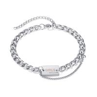 Stainless Steel Charm Bracelet, 304 Stainless Steel, with 1.97inch extender chain, fashion jewelry & Unisex, original color Approx 7.48 Inch 