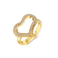 Cubic Zirconia Micro Pave Brass Finger Ring, Vacuum Ion Plating, fashion jewelry & micro pave cubic zirconia & for woman, golden, 18*2.5mm 