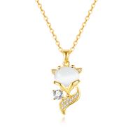 Cubic Zircon Micro Pave Brass Necklace, with 304 Stainless Steel Chain, with 2.36inch extender chain, Fox, Vacuum Ion Plating, fashion jewelry & micro pave cubic zirconia & for woman, golden, 22mm Approx 15.75 Inch 