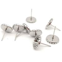 Stainless Steel Earring Stud Component, 304 Stainless Steel, machine polished, DIY original color 