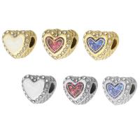 Stainless Steel Large Hole Beads, 316 Stainless Steel, with Opal, Heart, Vacuum Ion Plating, DIY & with rhinestone Approx 4mm 