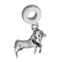 Stainless Steel European Pendants, 316 Stainless Steel, Horse, Unisex, original color Approx 4mm 