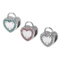 Stainless Steel Bail Bead, 316 Stainless Steel, Heart, DIY & with rhinestone Approx 4mm 