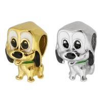 Stainless Steel Large Hole Beads, 316 Stainless Steel, Dog, Vacuum Ion Plating, DIY & enamel Approx 4mm 