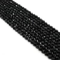 Natürliche schwarze Achat Perlen, Schwarzer Achat, rund, DIY & verschiedene Größen vorhanden & facettierte, schwarz, Länge:ca. 14.96 ZollInch, verkauft von Strang