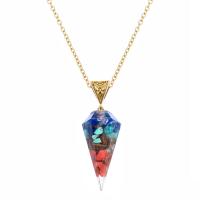 Gemstone Necklaces, Brass, with Gemstone & Resin, Conical & Unisex Approx 15.75 Inch 