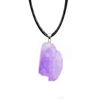 Amethyst Necklace, with Wax Cord & Zinc Alloy, polished, Unisex Approx 15.75 Inch 