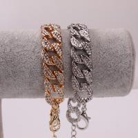 Zinc bracelets en strass en alliage , alliage de zinc, avec 2.76inch chaînes de rallonge, Placage, bijoux de mode & pour femme & avec strass, plus de couleurs à choisir Environ 7.48 pouce, Vendu par PC