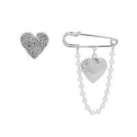 Zink Legierung Schmuck Brosche, Zinklegierung, mit Kunststoff Perlen, Herz, plattiert, 2 Stück & Modeschmuck & für Frau, keine, 40*65mm,2mm, verkauft von setzen