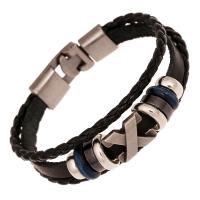 Full Grain Cowhide Leather Bracelet, with Zinc Alloy, plated, fashion jewelry 