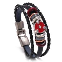 Leather Bracelet, with Zinc Alloy, plated, fashion jewelry & enamel 