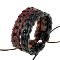 Cowhide Bracelets, with Wax Cord, with 9-10cm*2 extender chain, Adjustable & fashion jewelry cm 