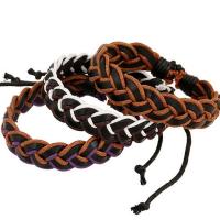 Cowhide Bracelets, with Cotton Fabric, with 9-10cm*2 extender chain, Adjustable & fashion jewelry cm 