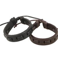 Cowhide Bracelets, with Wax Cord, with 9-10cm*2 extender chain, handmade, Adjustable & fashion jewelry cm 