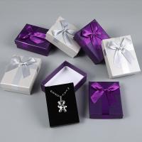 Jewelry Gift Box, Paper, with Sponge, Square, hardwearing & dustproof & with ribbon bowknot decoration [
