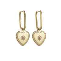 Titanium Steel Drop Earring, gold color plated & for woman 